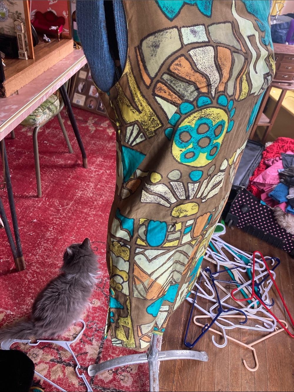 Vintage tiki style geometric print sundress - Picture 2 of 6